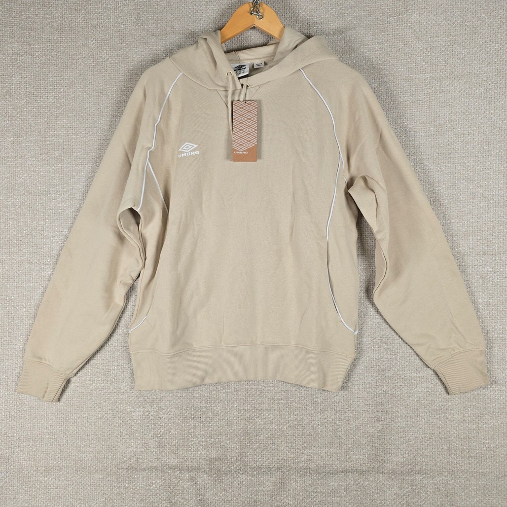 Umbro Mens Pelican Beige Raglan Piping Pullover Hoodie UUM16646U Small NWT